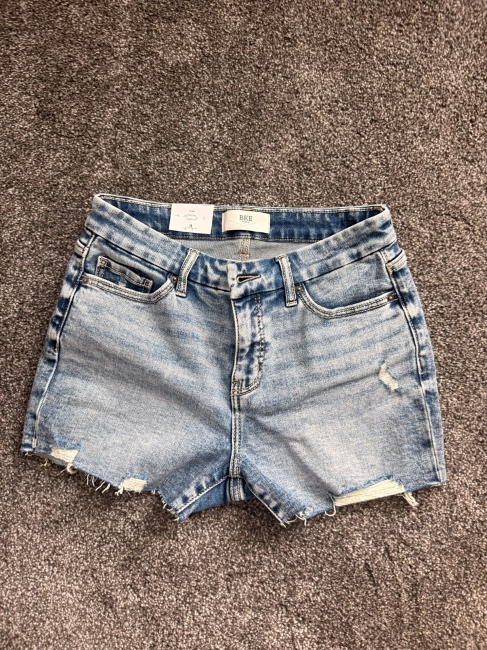 BKE Light Wash Distressed Denim Shorts